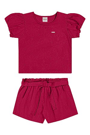 Conjunto Feminino Infantil Blusa e Short Estampado Flor - Elian - Ref 251973