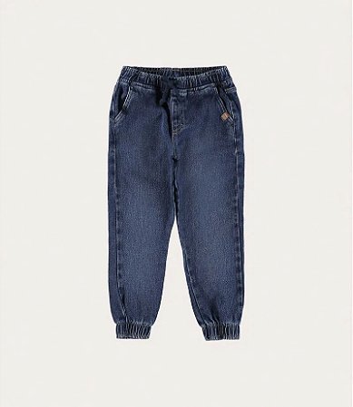 CALÇA JOGGER INFANTIL MENINO EM MALHA DENIM MALWEE KIDS -  AZUL ESCURO