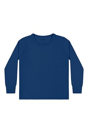 Camiseta Manga Longa Elian Básica Juvenil Masculina Com Punho Algodão Azul Marinho - REF 51026