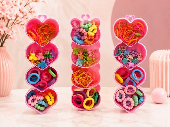 Kit Organizador de Acessórios - para Cabelo Infantil – Porta Elásticos e Presilhas