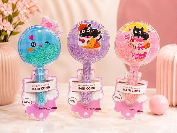 Escova De Cabelo - Glitter Estrelas - Crianças Infantil - Multicolorida Colorida