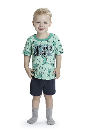 Pijama Infantil Masculino Verão Verde - Elian - Ref 12091