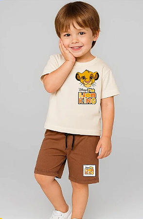 Conjunto Infantil Masculino - Rei Leão - Simba - Off/Mostarda