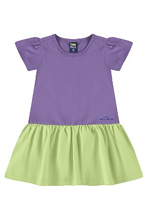 Vestido Infantil Manga Curta Em Meia Malha Duas Cores - Ref 17990 - Bee Loop