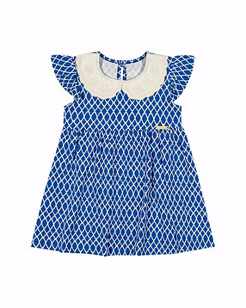 Vestido Feminino Infantil Manga Curta com Gola Colorittá - Ref 71110