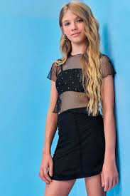 Trio de Blusa e Saia em Tule com Top em Cotton Preto - Ref 78096 - Lilimoon