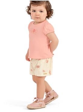 Conjunto feminino Infantil Salmão\Off Colorittá Ref - 71123