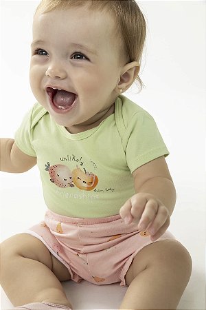 Kit Feminino Bebe 2 Bodys e 1 Short Salmão\Verde - Ref 211538 - Elian
