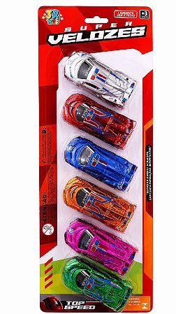 Cartelado Com 6 Carrinhos - Kit Super Velozes – Diversão em Dobro