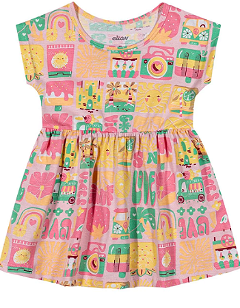 Vestido Bebê Menina Estampado Rosa - Elian - Ref 211588