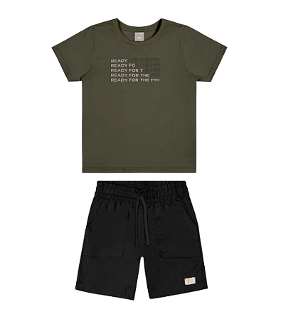 Conjunto Infantil Menino Estampa 3D - Verde/Preto - Colorittá- Ref 74186