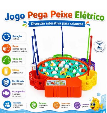 Brinquedo - Jogo Pega Peixe Infantil - Eletrônico - Art Brink