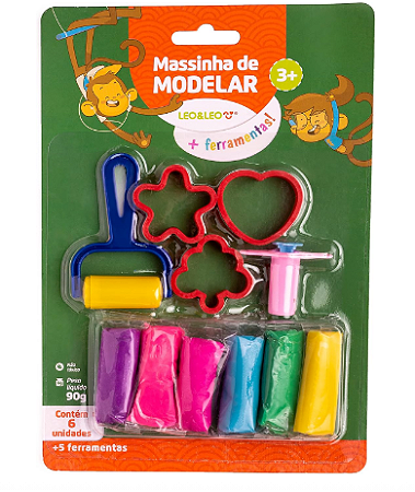 Kit Massinha De Modelar - 6 CORES - 5 PECAS - LEOELEO
