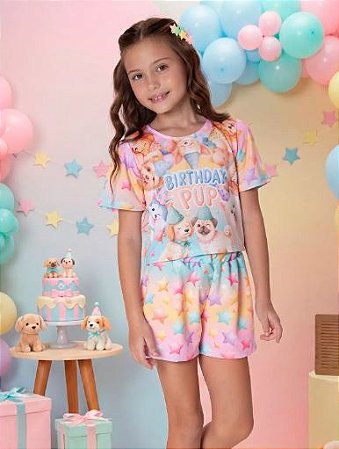 Conjunto Feminino infantil - Clochard Colorido - Cachorro Puppies