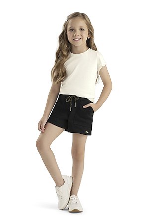 Blusa Infantil Feminina em Meia Malha Penteada Com Detalhe na Manga - Colorittá - Ref 75262