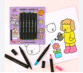 Livro colorir Copybara + 6 Canetinhas Touch ponta Dupla! Livro 50 folhas