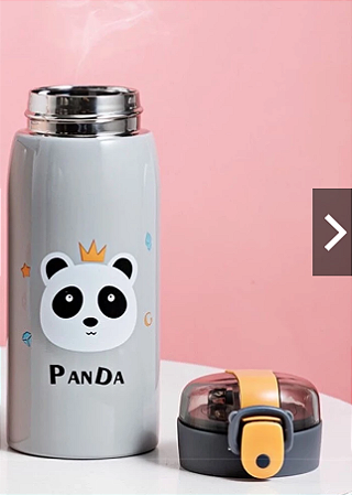 Garrafa Térmica Infantil - Garrafinha com Canudo 470ml - com Alça e Trava Botão para Abrir