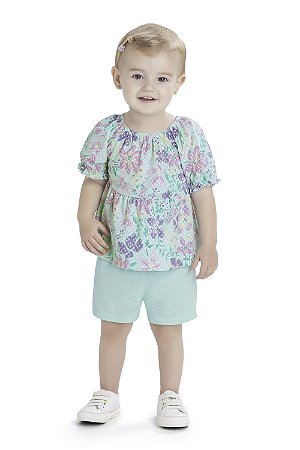Conjunto Feminino Infantil Bata e Short Rosa - Elian - Ref 211477