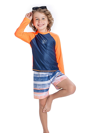 Conjunto Masculino Camiseta e Bermuda tactel MODA PRAIA PROTEÇÃO UV+ - Elian - Ref 221441