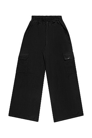 Calça Sarja Cargo Feminina Elástico Cintura e Bolso Lateral - Elian Beats - REf 271581