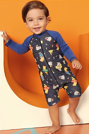 Macacão Infantil Manga Longa com Proteção UV 50+ LucBoo -Azul REF61504