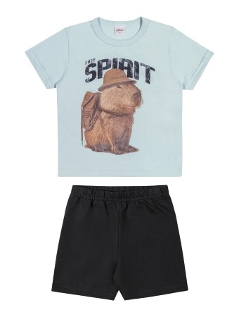 Conjunto Menino - Camiseta em Meia Malha e Bermuda em Moletom sem Felpa - Elian - Ref 221777