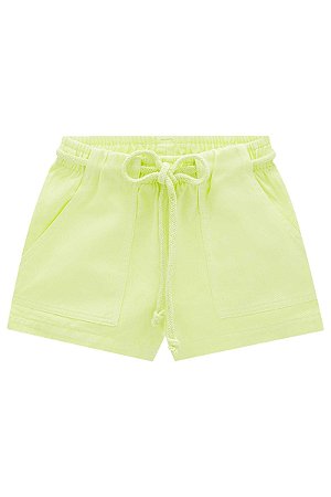 Shorts Feminino Infantil em Sarja Infanti -Amarelo Neon REF60150