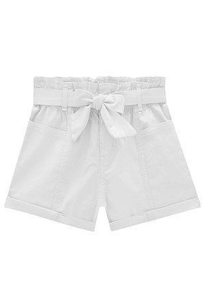 Shorts Feminino Infantil em Sarja Daryl com Elastano Lilimoon -Branco REF60074