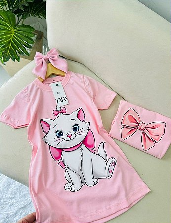 Vestido Feminino Infantil Básico Rosa - Gatinha Marie - Zara