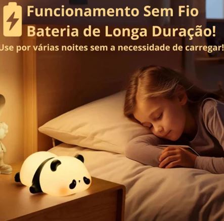 Luminária de Silicone - Nocturna Sensor De Toque - Panda Fofa - Recarregável USB - Decoração