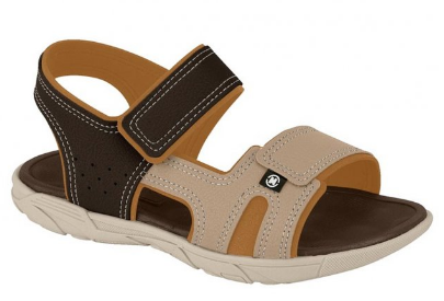 Sandália Papete Masculino - Molekinho Infantil Com Velcro - Bege/Marron - Ref 2400.139