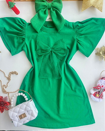 Vestido Infantil Feminino - Liz - Verde - Laço de Brilho