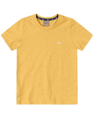 Camiseta Masculina Infantil Manga Curta com Bordado Carinhoso -Amarelo/Verde/Vermelho REF92757