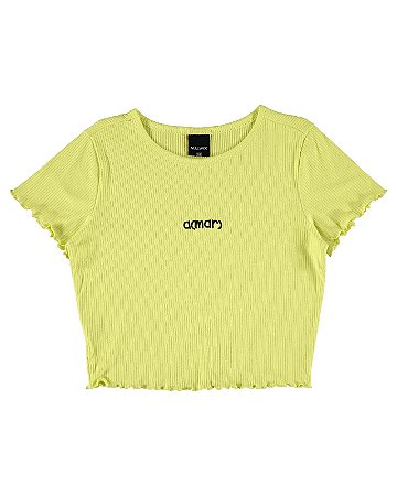 Blusa Feminina Infantil Cropped em Malha Viscose Canelada Malwee -Amarelo Neon REF101557