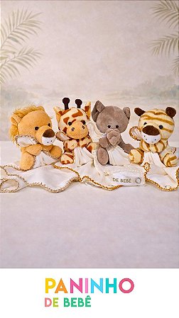 Naninha Com Bichinho de Pelucia e Prendedor de Chupeta- Masculino Infantil - Paninho de Bebê