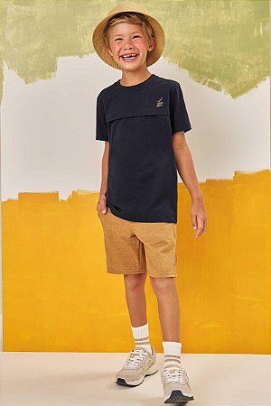Conjunto de Camiseta em Meia Malha e Bermuda em Cotton Jeans com Elastano - Ref 77665 LucBoo