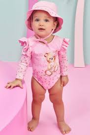 Maiô com Chapéu em Malha Feminino Infantil Uv Dry com Proteção Uv 50+ Ref - 74359 - Infanti