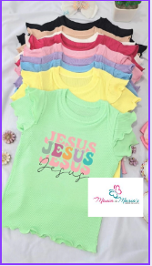 Blusa Feminina Infantil Canelada - Cores - Estampa Jesus
