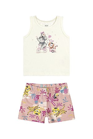 Conjunto Feminino Infantil Regata Off Estampas - Elian - Ref 211532