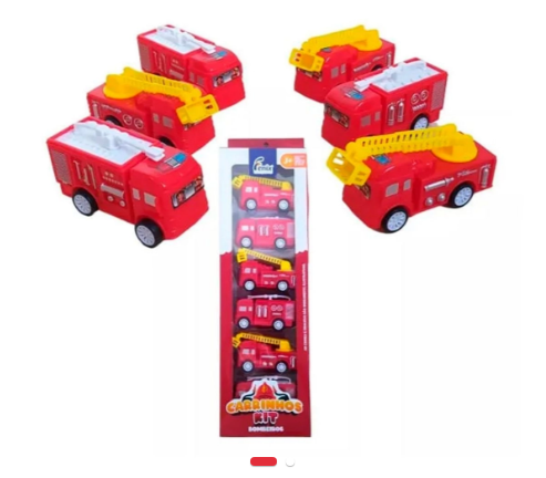 Kit Mini Carrinhos Bombeiros Fricção - Com 6 Unidades - Fenix Brinquedos