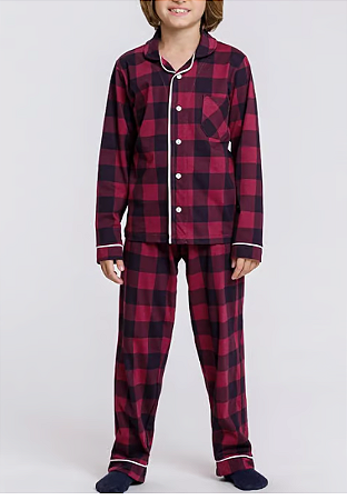 Mensageiro dos Sonhos Pijama Xadrez Manga Longa Americano 100% Algodão Menino Kids