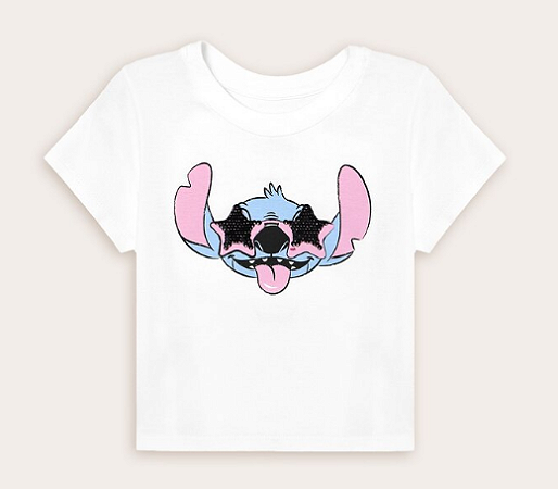 Camiseta Cropped Infantil Stitch - Disney