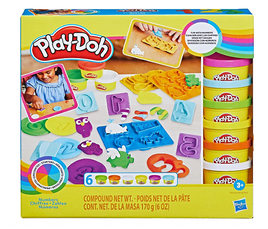 Play-Doh, Massinha de Modelar Infantil, Kit Inicial de Números - Conjunto de Brinquedo com Acessórios e 6 Potes - A partir de 3 Anos