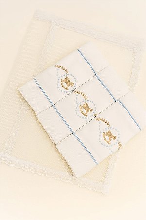 Kit Com 3 Fraldas |De Boca Bebe Com Prendedor de Chupeta - Cores Diversas - Bilu Teteia