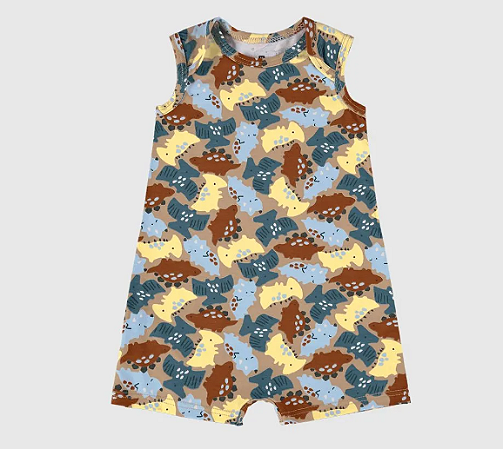 Macaquinho Infantil Menino Estampado Dinossauro Em Algodão - Malwee Kids - Ref 125471 - Marron Claro