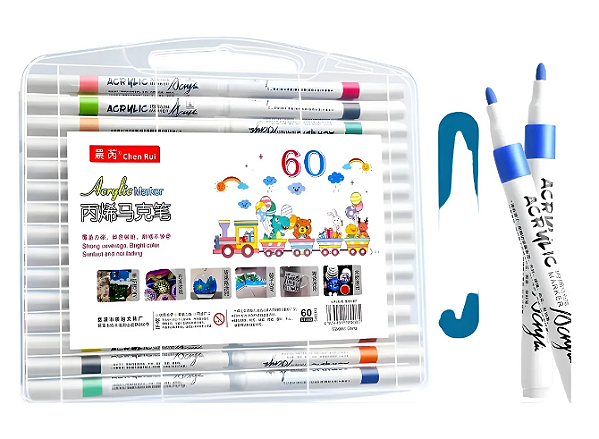 Conjunto Acrílica Marcador de 60 Cores Caneta À Prova D'água Pincel Especial