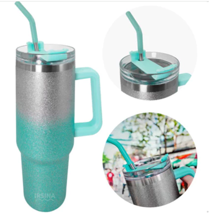 Garrafa Termica Glitter 1200ml - Brilhante com Canudo