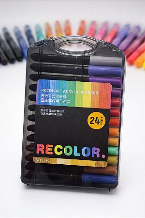 Conjunto Acrílica Marcador de 24 Cores Caneta À Prova D'água Pincel Especial