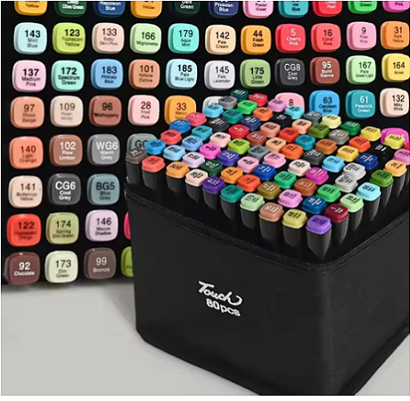 KIT CANETINHA 80 MARCADORES COLORIDOS TOUCH COM PONTA DUPLA
