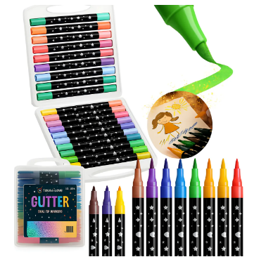 Conjunto de Canetas Glitter Dual Tip Markers – 24 Unidades - 48 Cores